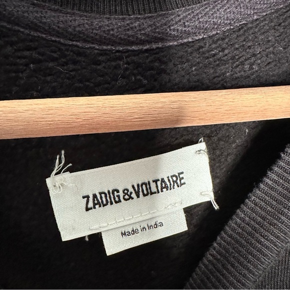 Zadig & Voltaire | Black Upper Camo Rock Strass Jeweled Sweatshirt Size Small - Picture 6 of 8